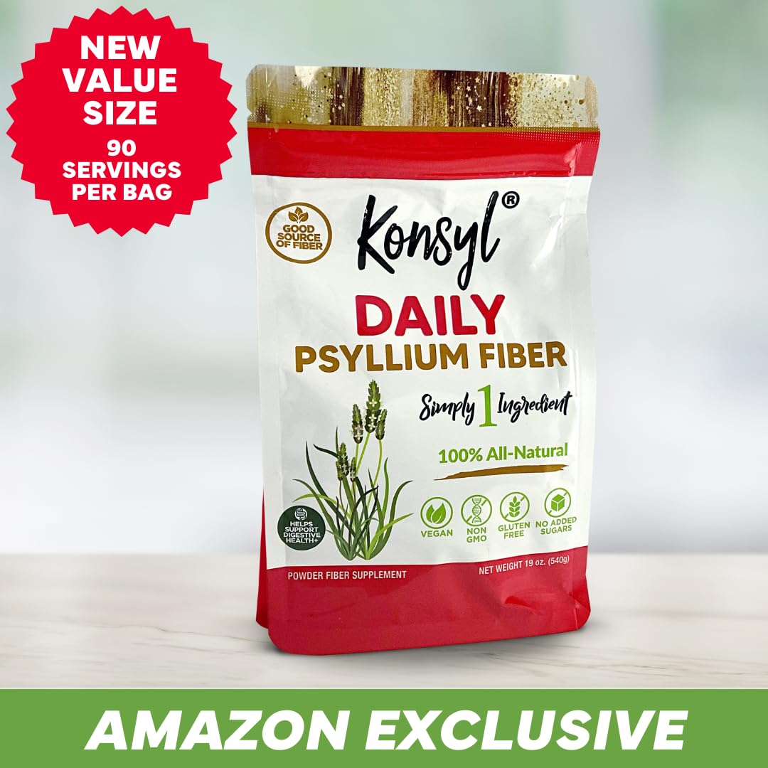 Konsyl Poudre de Psyllium 549g sur une table en bois