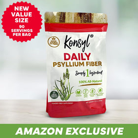 Konsyl Poudre de Psyllium 549g sur une table en bois