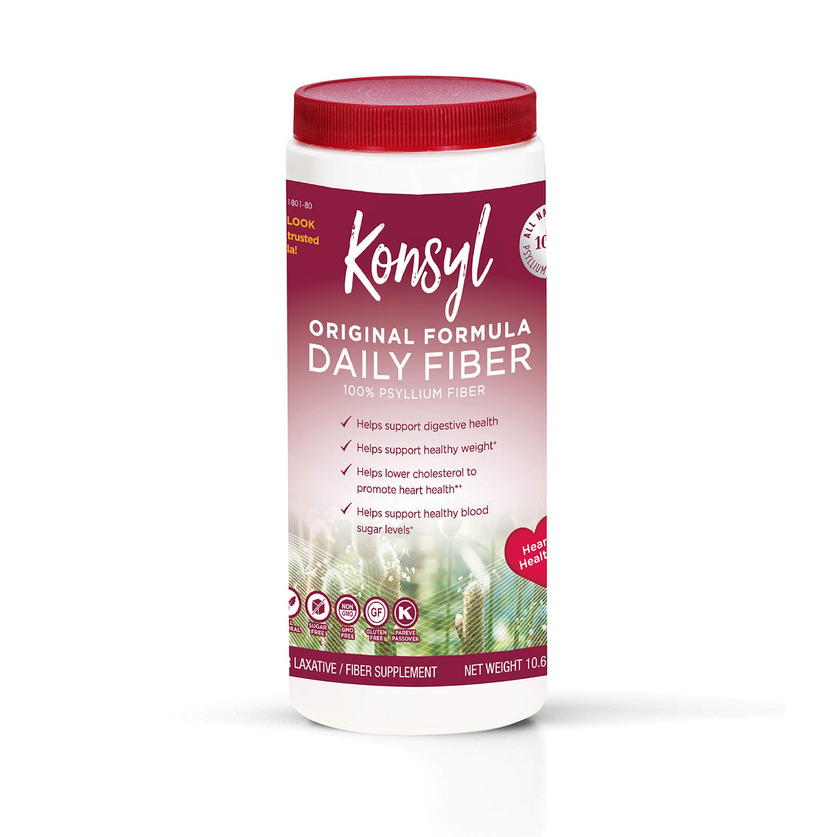 Konsyl Psyllium 100% naturel 381g en poudre, vue de face