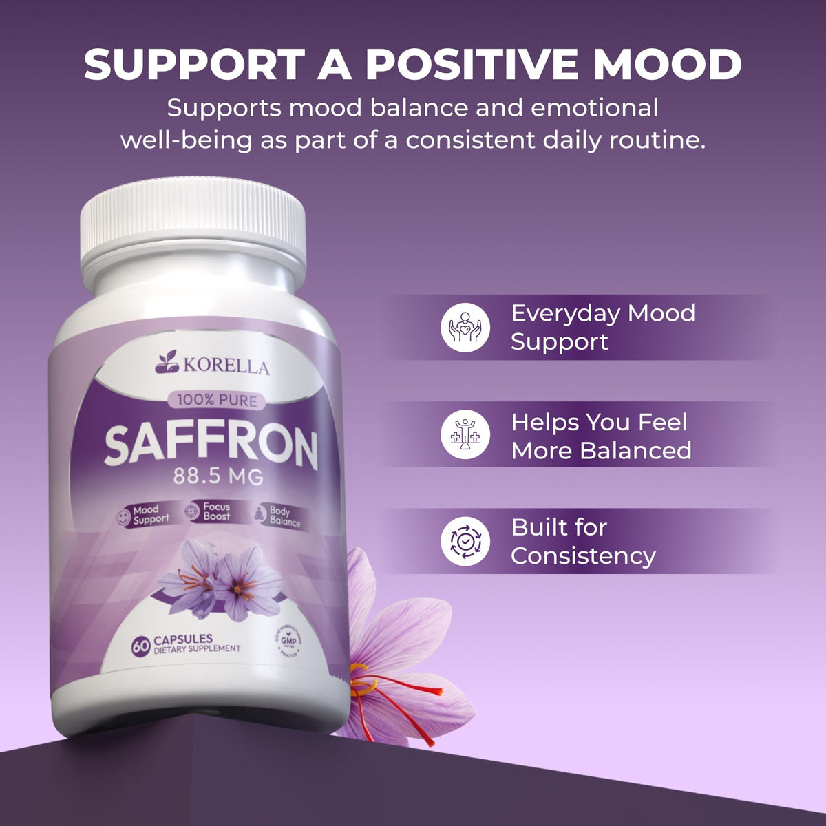 KORELLA Complément Alimentaire Safran 88,5 mg avec des ingrédients naturels