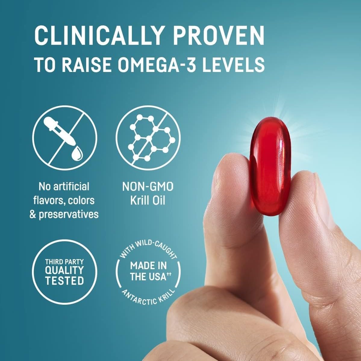Kori Krill Huile Omega-3 1200mg gélules ouvertes montrant leur taille
