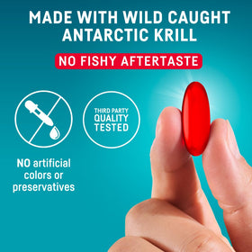 Kori Krill Huile Omega-3 400mg gélules dans une main