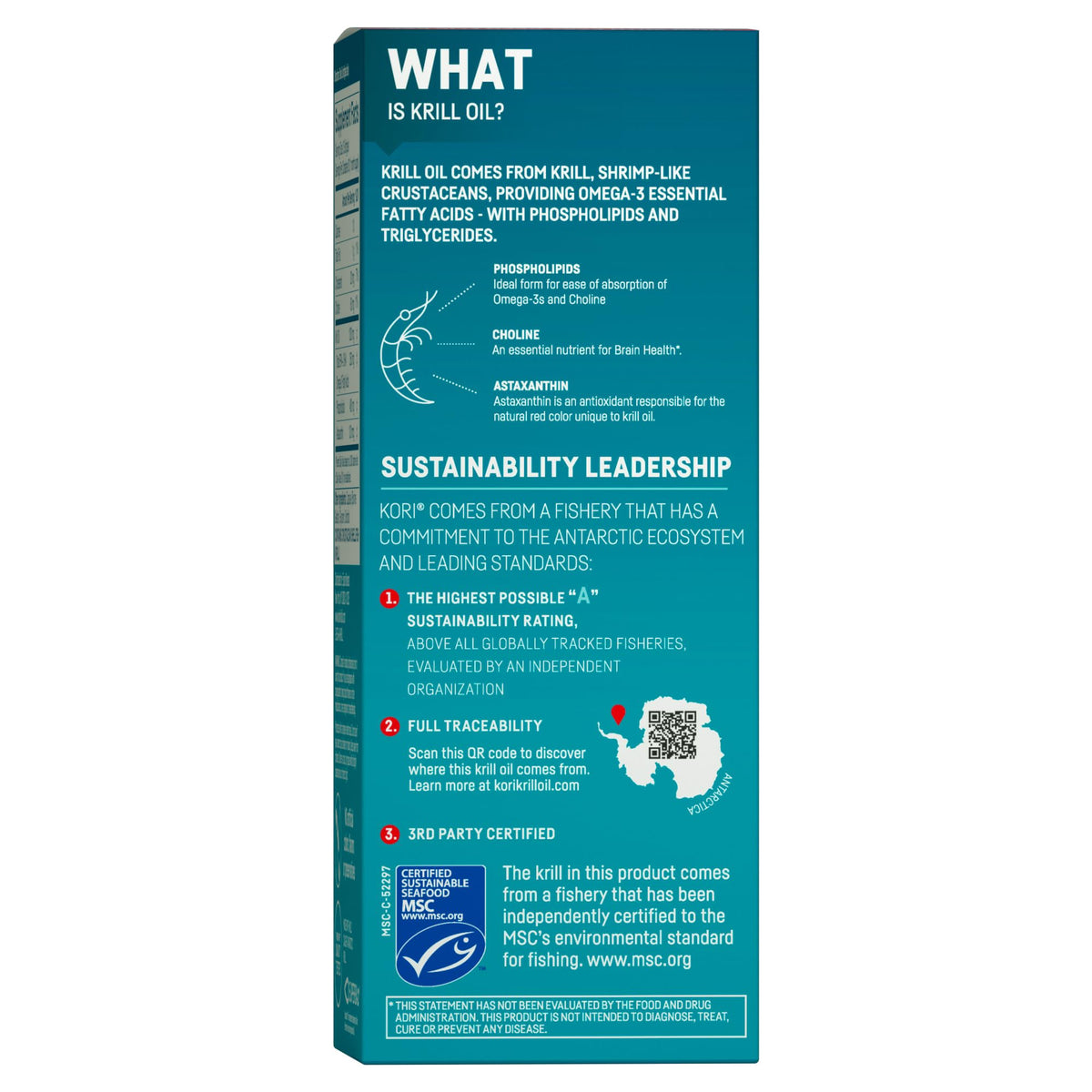 Kori Krill Huile Omega-3 400mg gélules sur une surface blanche