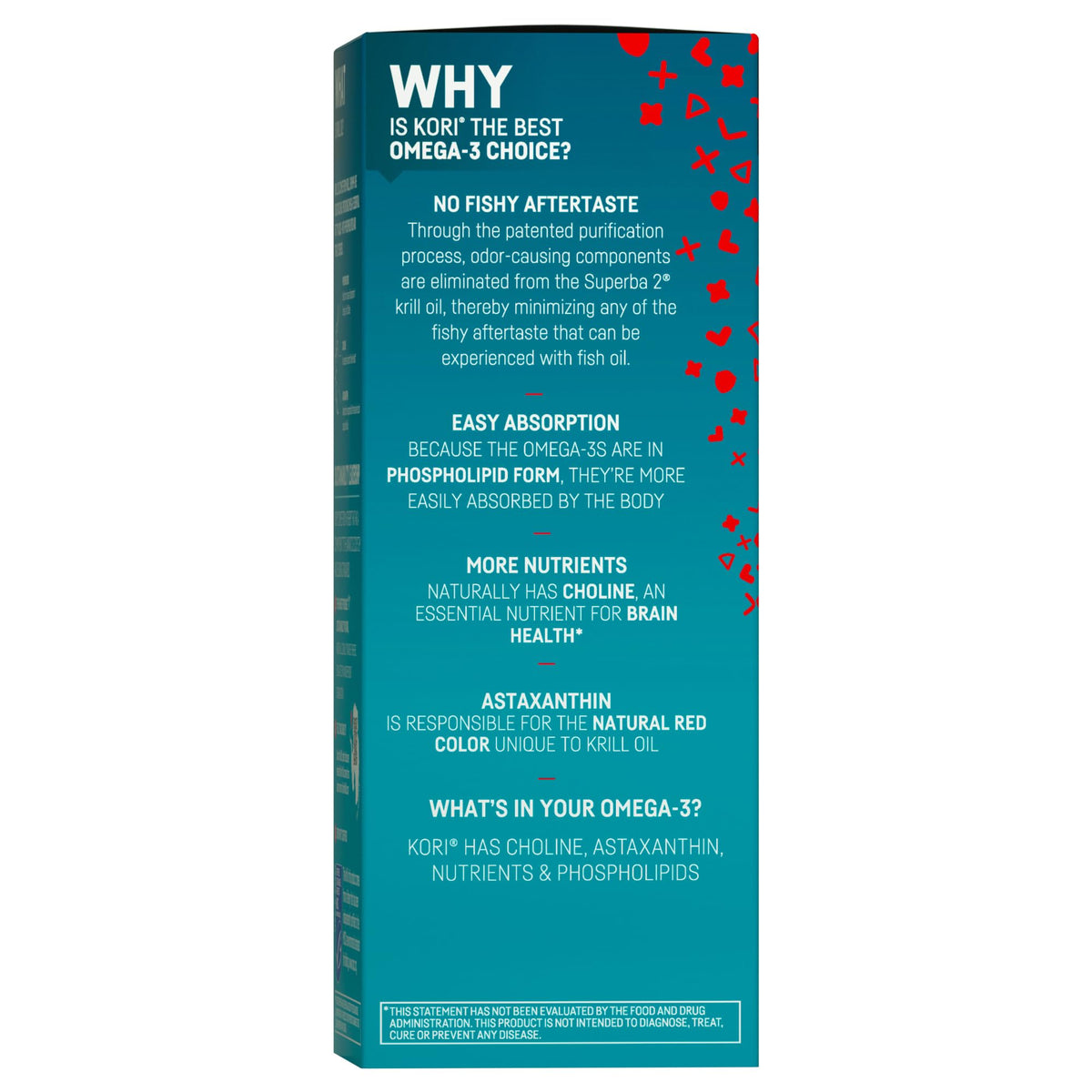 Kori Krill Huile Omega-3 800mg en vue de côté