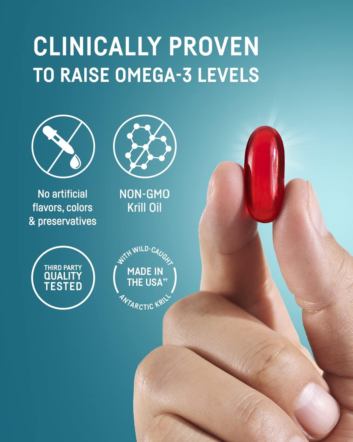 Kori Krill Huile Omega-3 sur une table en bois