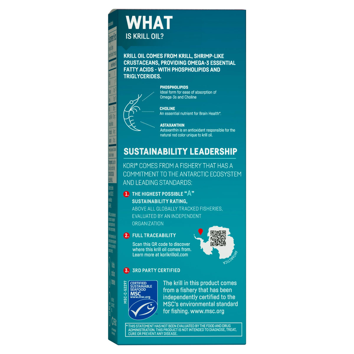 Kori Krill Omega-3 600 mg gélules à côté d'un verre d'eau