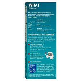 Kori Krill Omega-3 600 mg gélules à côté d'un verre d'eau