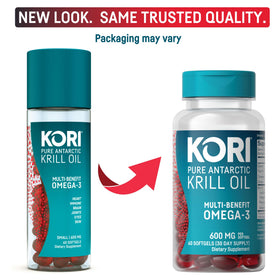 Kori Krill Omega-3 600 mg gélules avec emballage