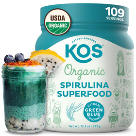 KOS Poudre de Spiruline Bio 475g vue de face avec emballage