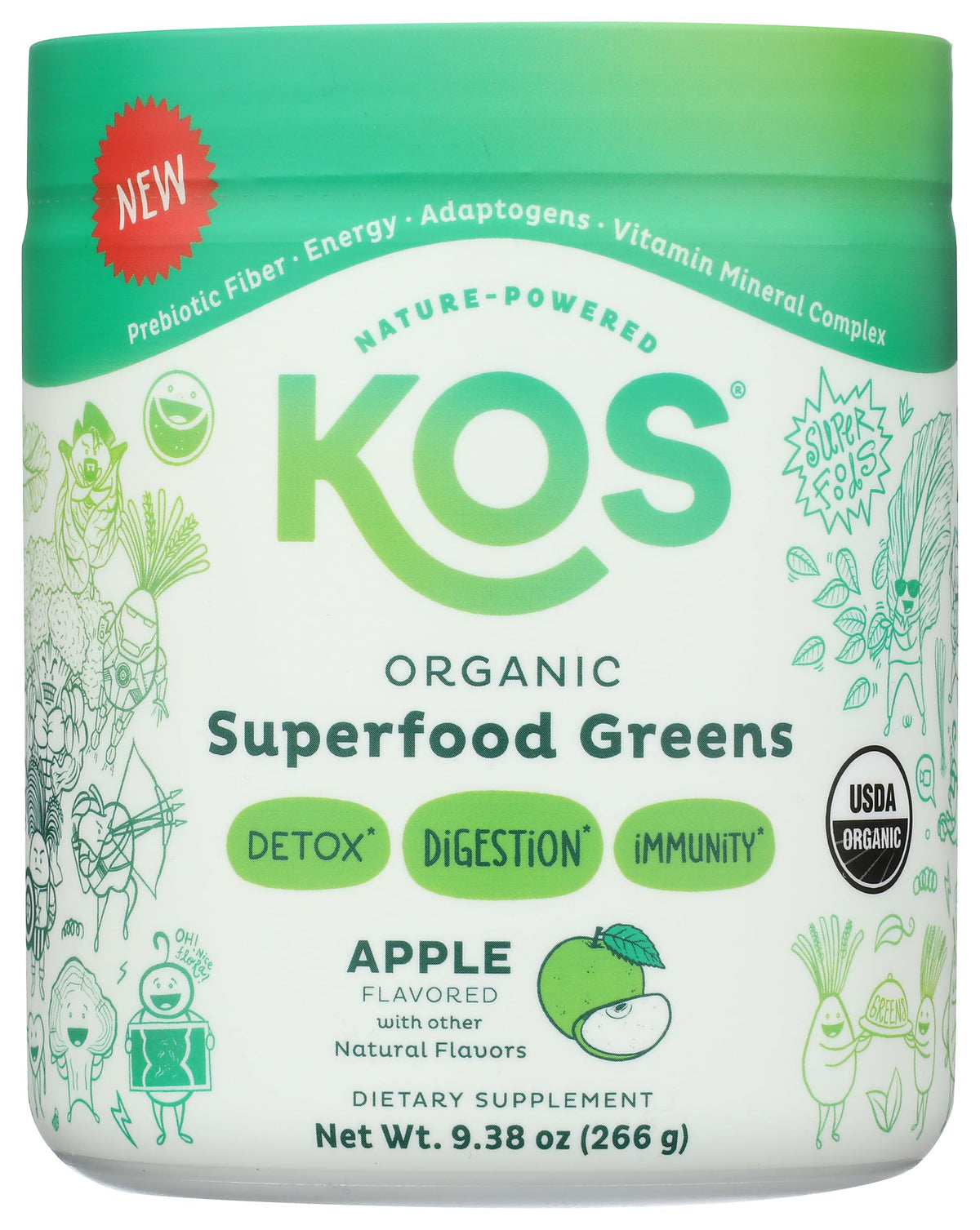 KOS Poudre de Super Greens Bio - mélange dans un smoothie