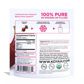 KOYAH Capsules de Betterave Bio, emballage et étiquette