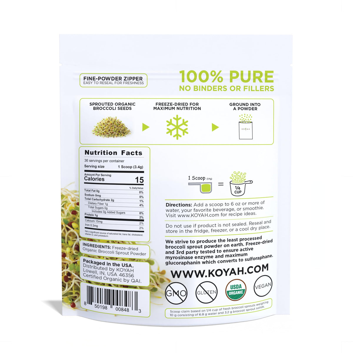 KOYAH Poudre de Germes de Brocoli Bio 132g avec cuillère doseuse