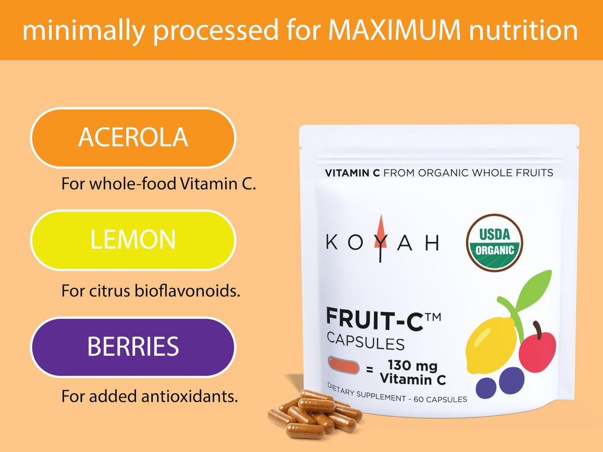 KOYAH Vitamine C 60 capsules bio sur fond blanc