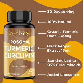 Kraftvoll Curcuma Liposomique 2200 mg avec poivre noir