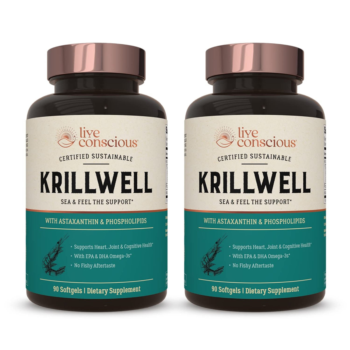KrillWell de Live Conscious, boîte de 60 capsules d'huile de krill