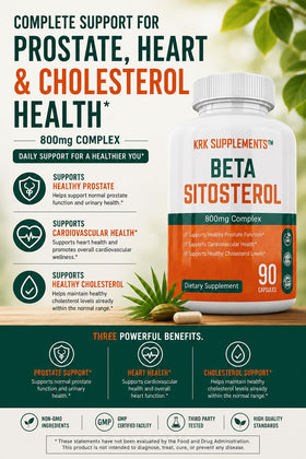 KRK SUPPLEMENTS Beta Sitosterol 800mg flacon ouvert montrant les capsules