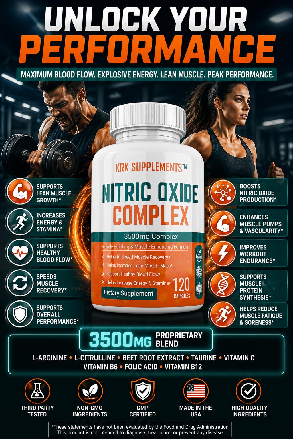 KRK SUPPLEMENTS Complexe d'Oxyde Nitrique en situation de prise