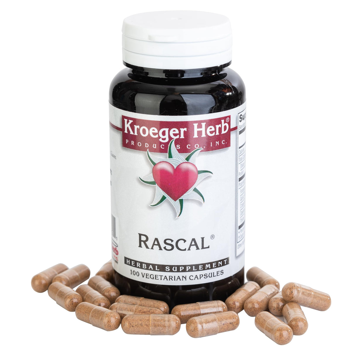 Kroeger Rascal complément alimentaire, vue de dessus des capsules