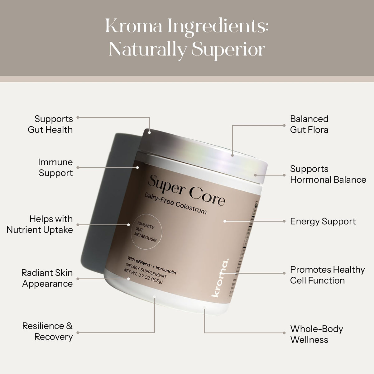 KROMA Poudre IgG non-dairy colostrum 30 portions en gros plan