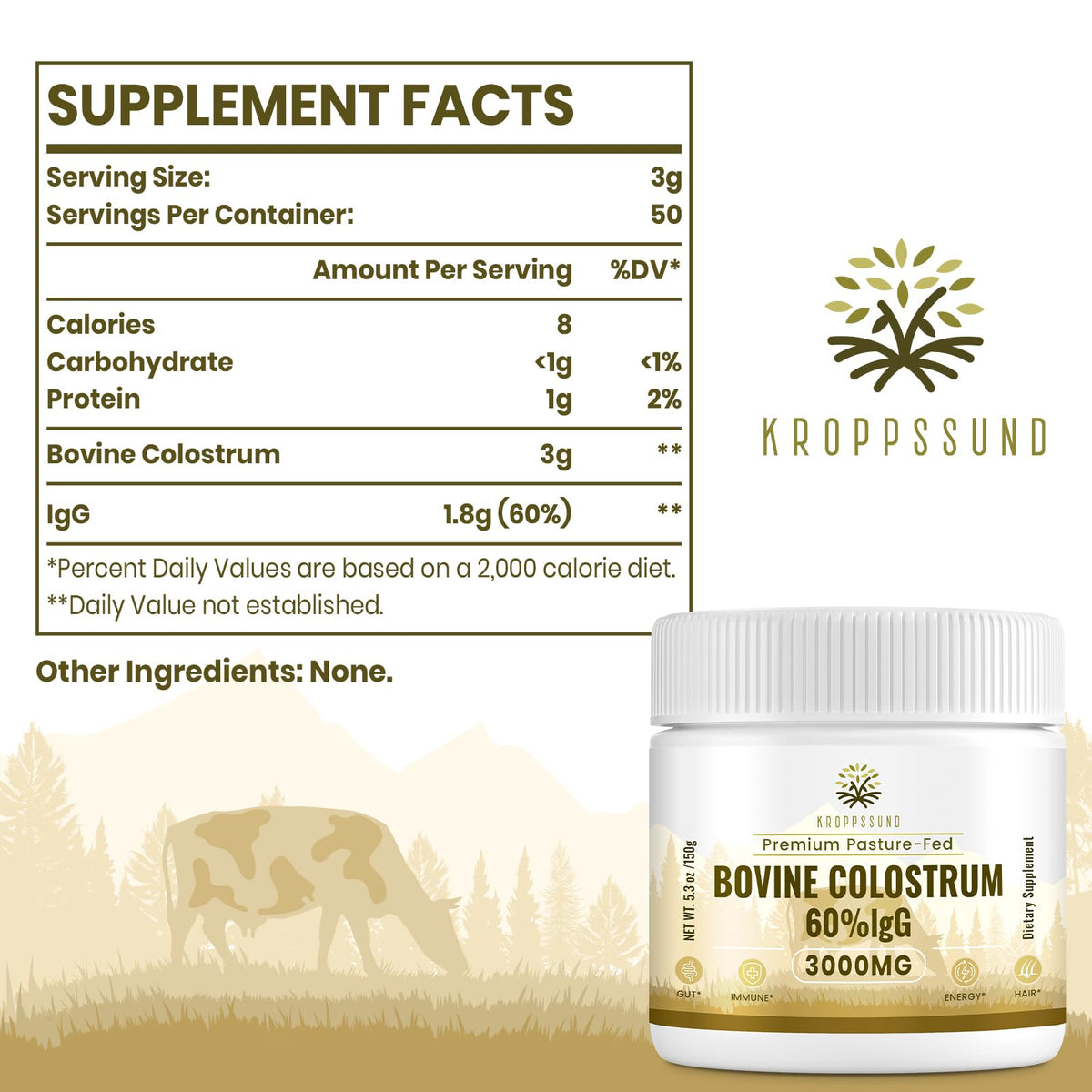 Kroppssund Poudre de Colostrum Bovin 3000 mg en contexte d'utilisation