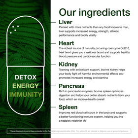 KTD BIOLABS capsules d'organes de boeuf sur fond blanc
