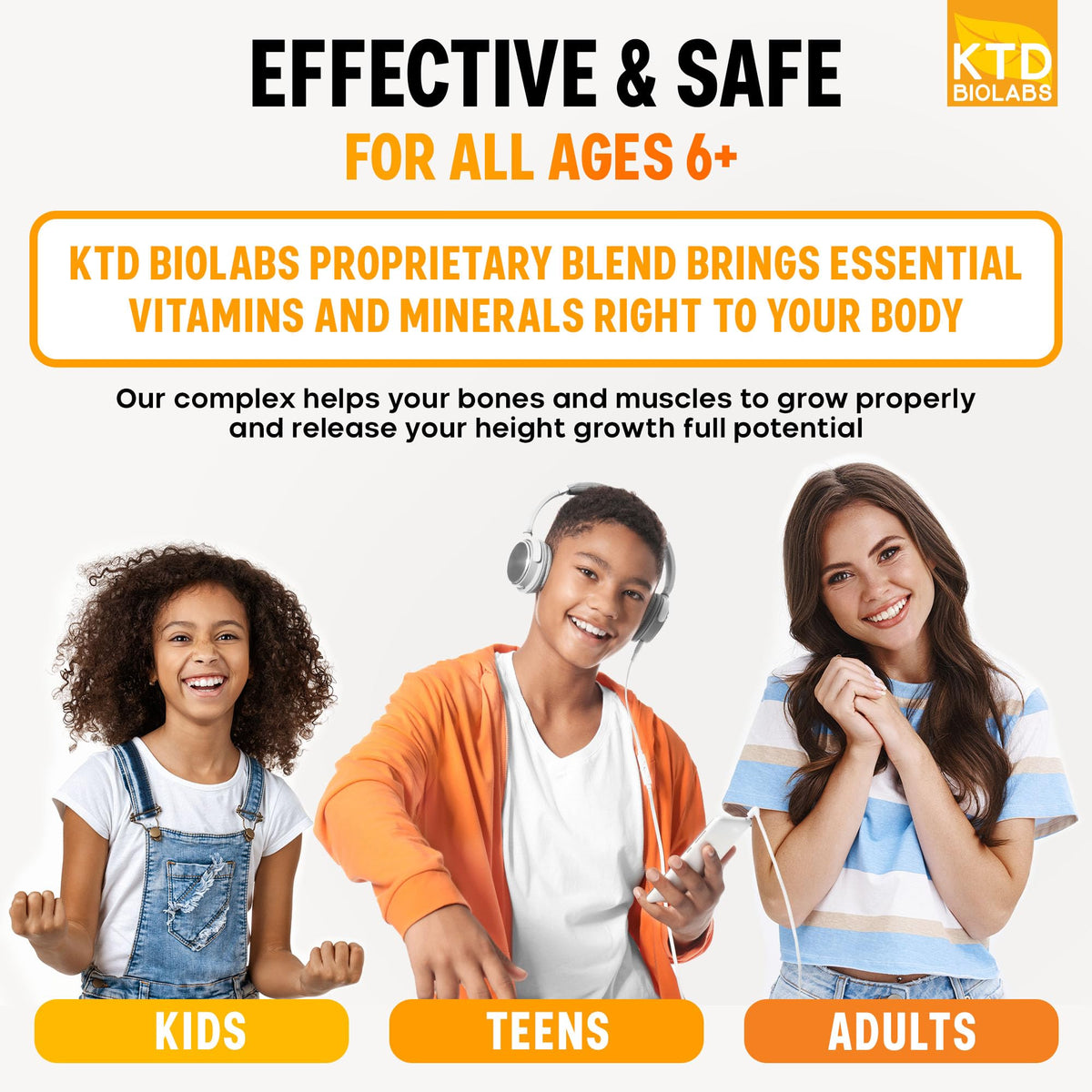 KTD BIOLABS Compléments Alimentaires pour enfants sur fond blanc