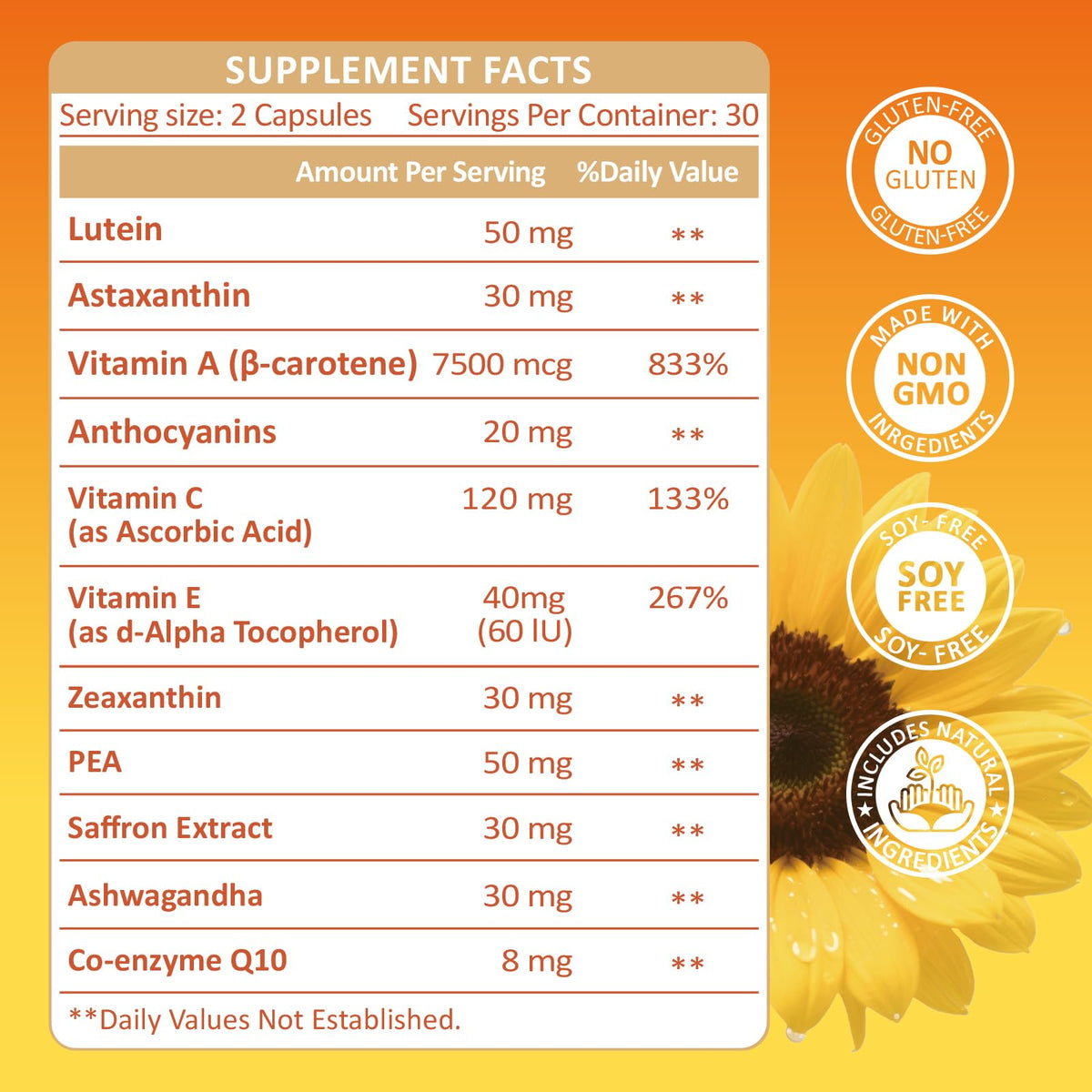 KUAFLY Compléments Alimentaires Luteine et Zeaxanthine 50MG, capsules