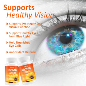 KUAFLY Compléments Alimentaires Luteine et Zeaxanthine 50MG, capsules sur une table