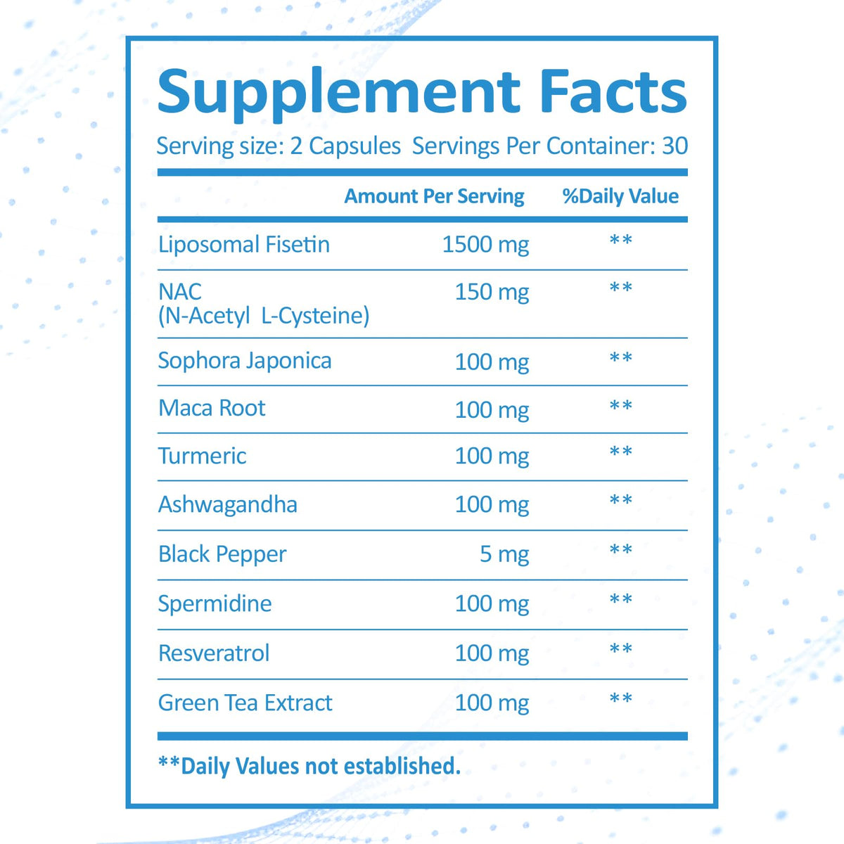 KUAFLY Fisetin 1500 mg capsules sur fond blanc
