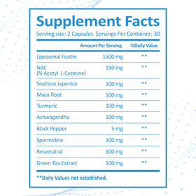 KUAFLY Fisetin 1500 mg capsules sur fond blanc