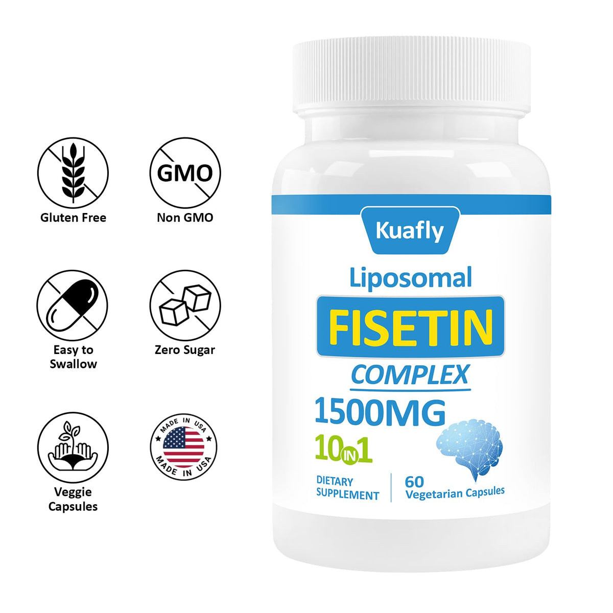 KUAFLY Fisetin 1500 mg ingrédients naturels