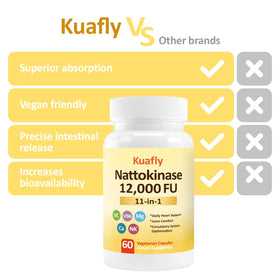 KUAFLY Nattokinase 12000 FU capsules avec verre d'eau