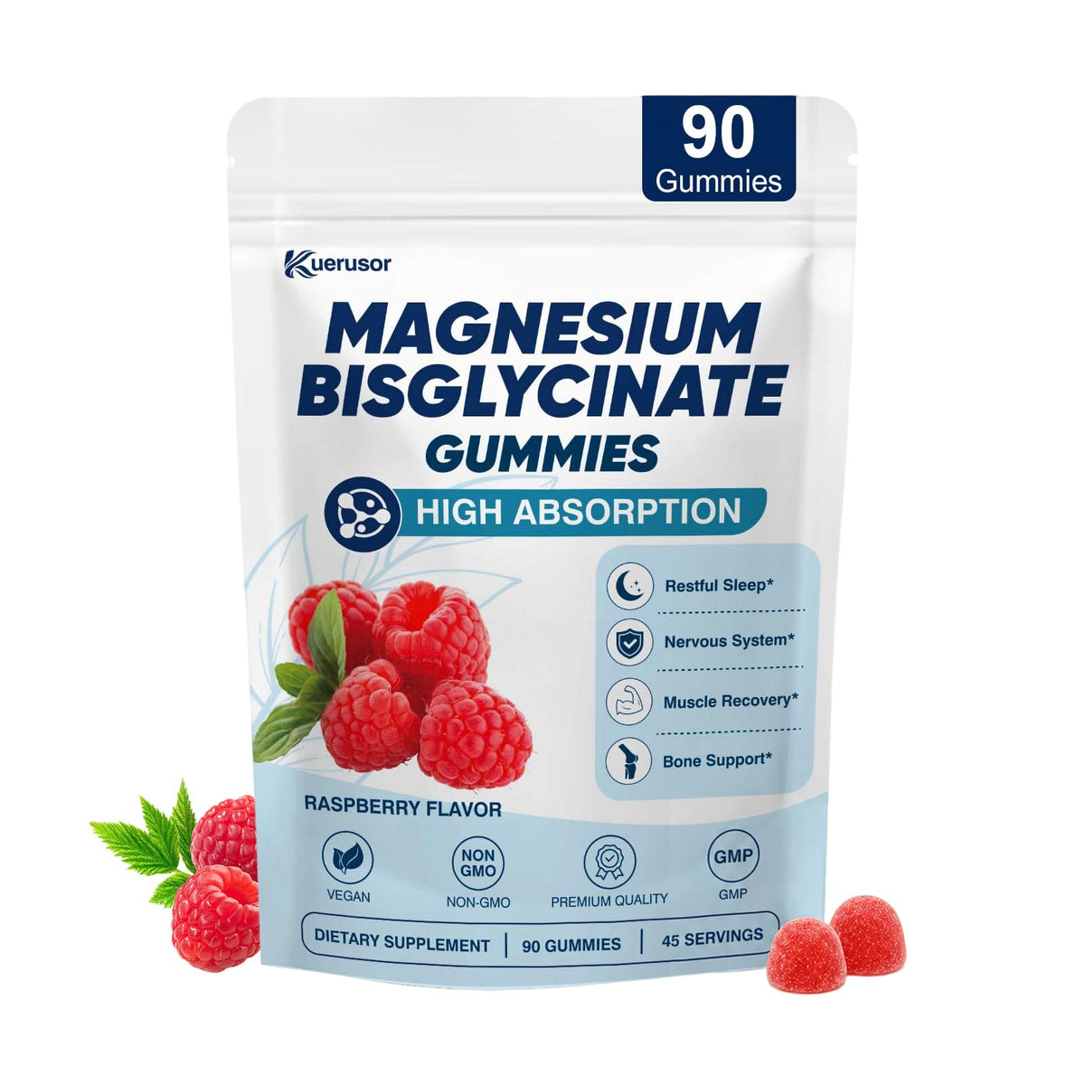 Kuerusor Gummies de Magnésium Bisglycinate 400mg, vue de face