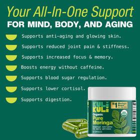 Kuli Kuli capsules de moringa bio, vue de côté