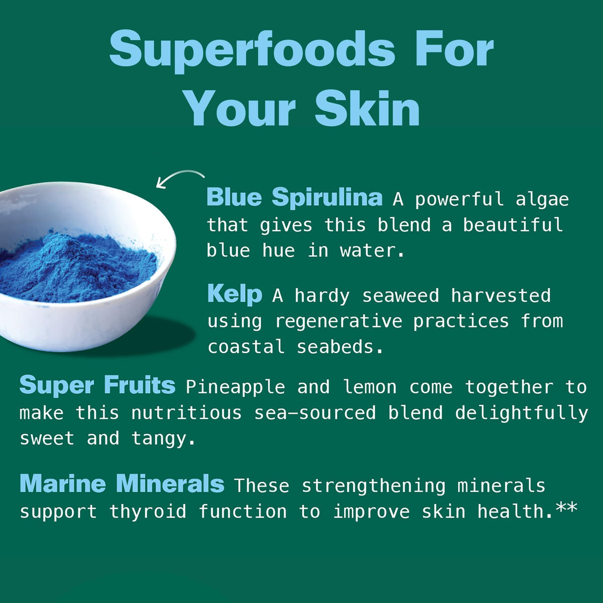 Kuli Kuli Marine Glow Poudre Superfood Bio 6 oz, ingrédients sur l'emballage