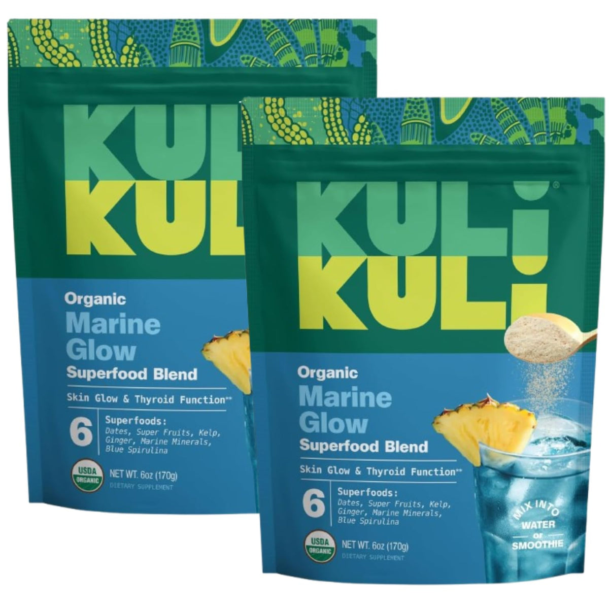 Kuli Kuli Marine Glow Poudre Superfood Bio 6 oz, vue de face