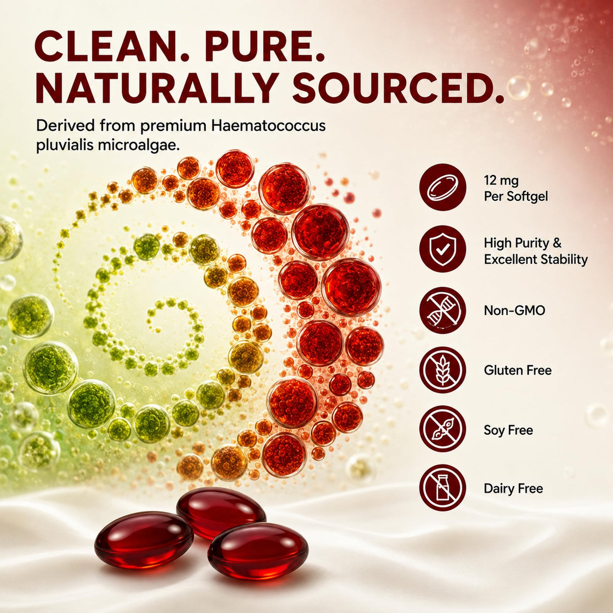 Kunnozz Astaxanthin, gélules sur une table