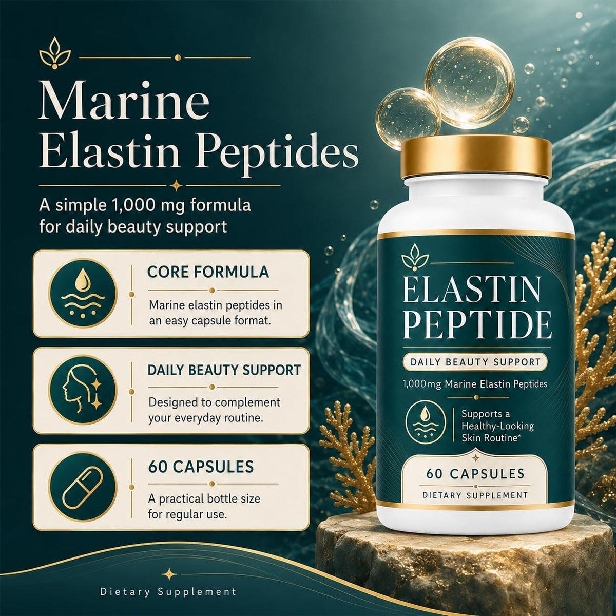 Kuri Nuka Élastine Marine capsules vue de dessus, étiquette claire