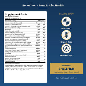 Kurryculum BoneVite+ 90 Tablettes arrière avec informations nutritionnelles