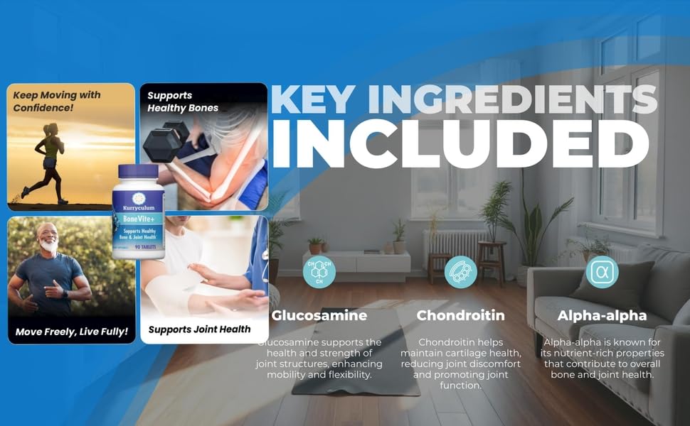 Kurryculum BoneVite+ 90 Tablettes avec un verre d'eau