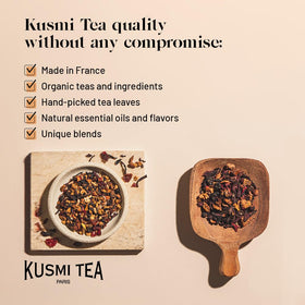KUSMI TEA logo sur la boîte de thé