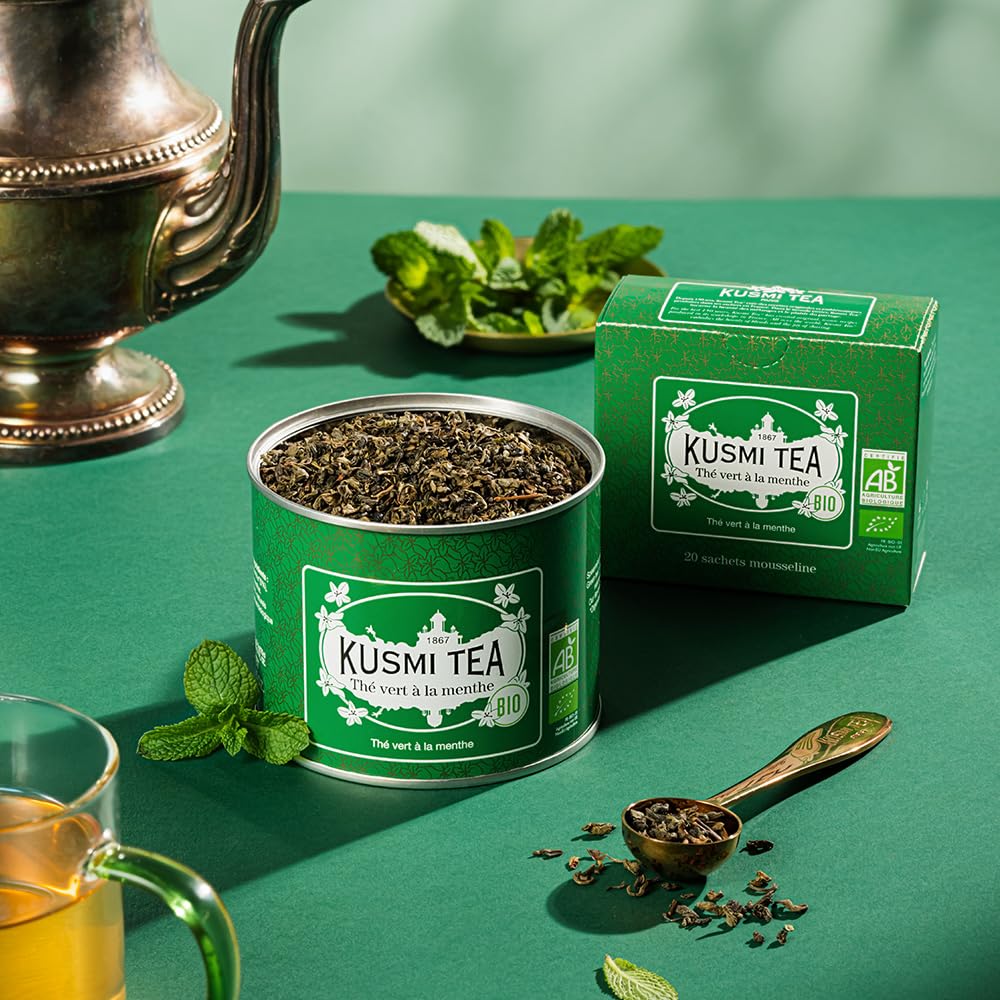KUSMI TEA Thé Vert à la Menthe préparation