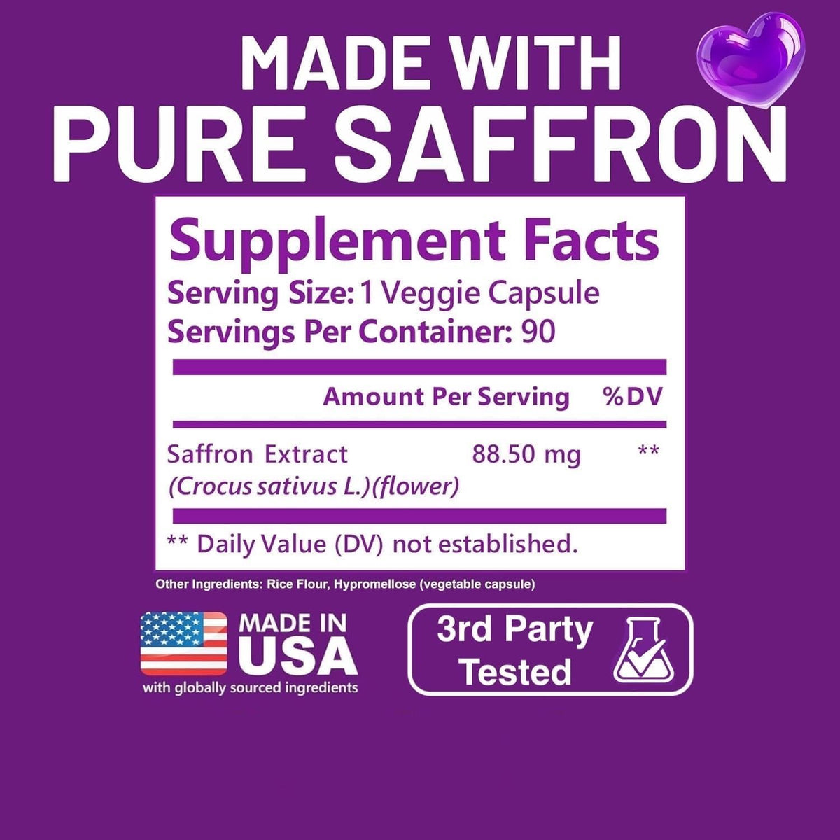 Kwala Nutrition Compléments Alimentaires Safran 88,5 mg Étiquette détaillée