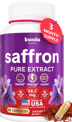 Kwala Nutrition Compléments Alimentaires Safran 88,5 mg Flacon de 90 Capsules