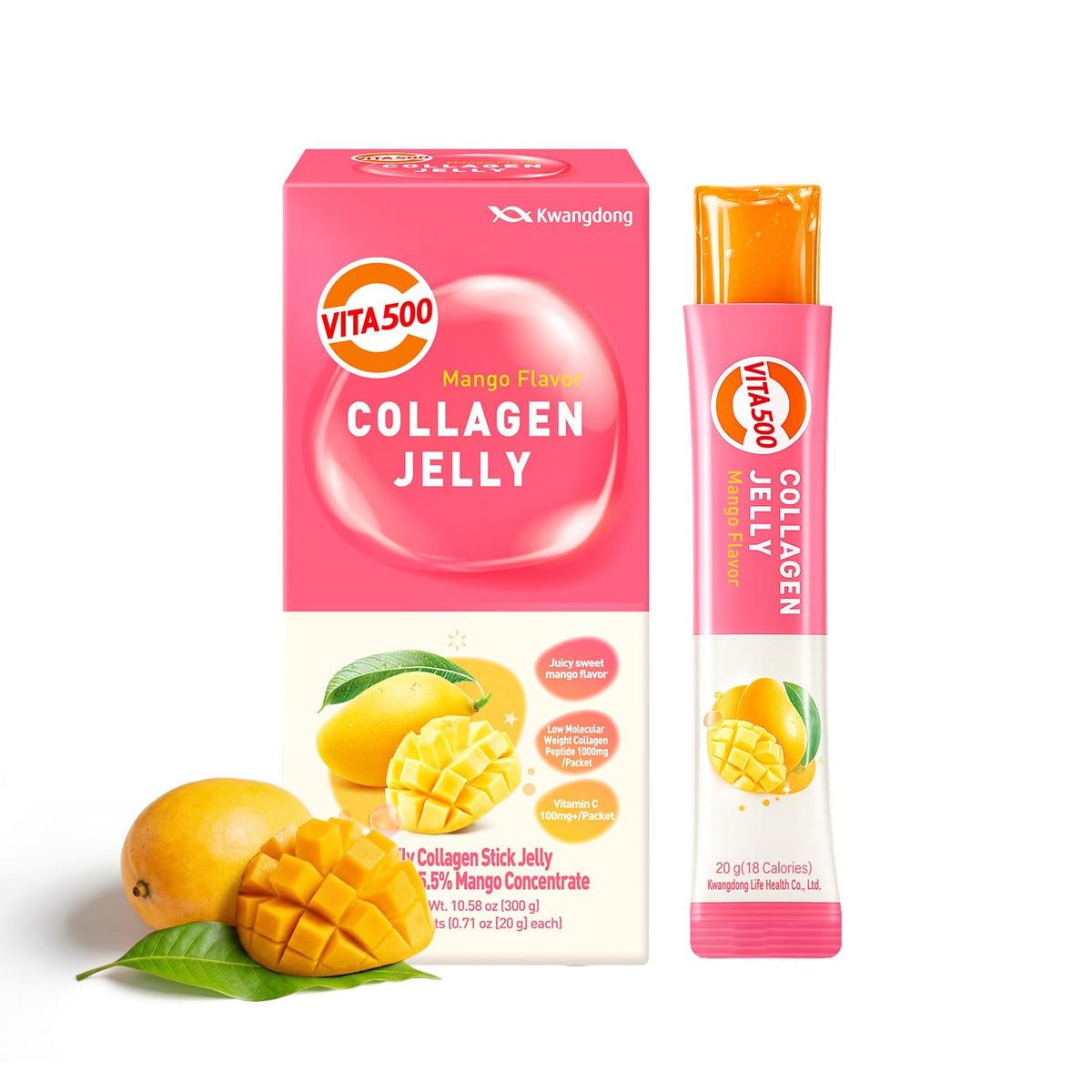 KWANGDONG Vita500 Collagen Jelly Stick Mango boîte de 15 sticks