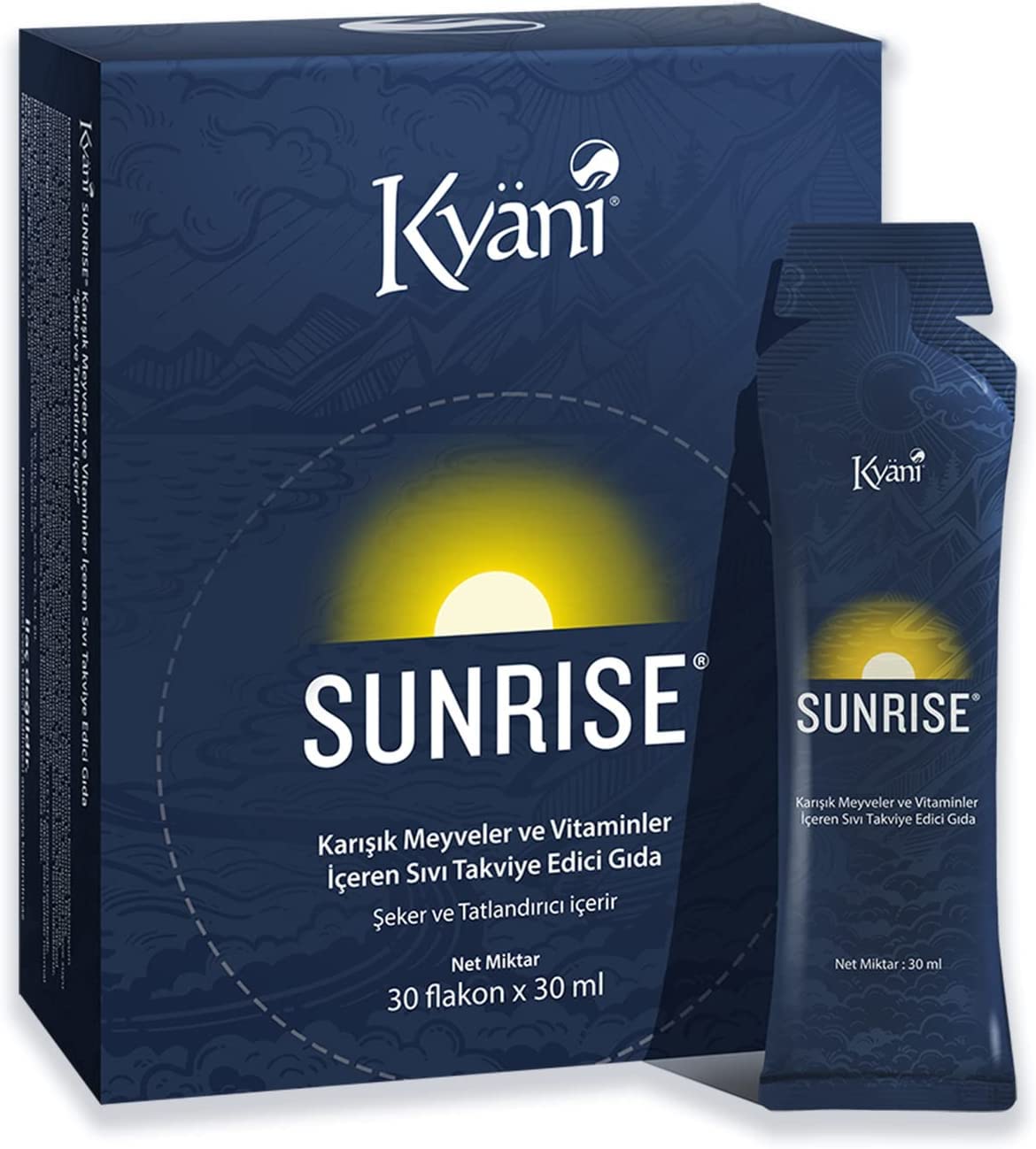 Kyani Sunrise 30 sachets superfood 1139g vue de l'emballage