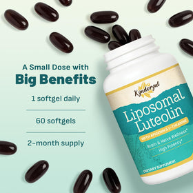 Kynderynl Luteoline Liposomale 200mg gélules à côté d'un livre