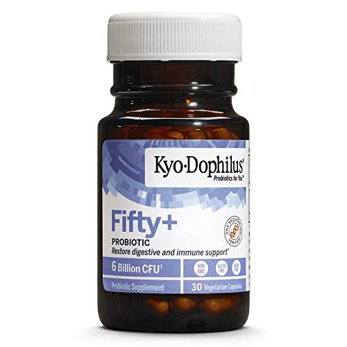 Kyo-Dophilus Fifty+ Probiotique capsules avec un verre d'eau