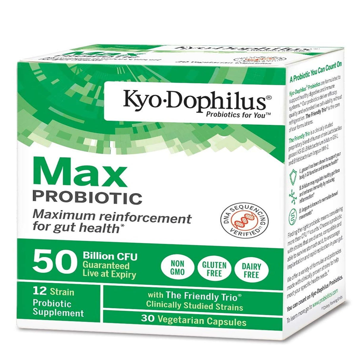 Kyo-Dophilus Probiotic Max arrière de l'emballage