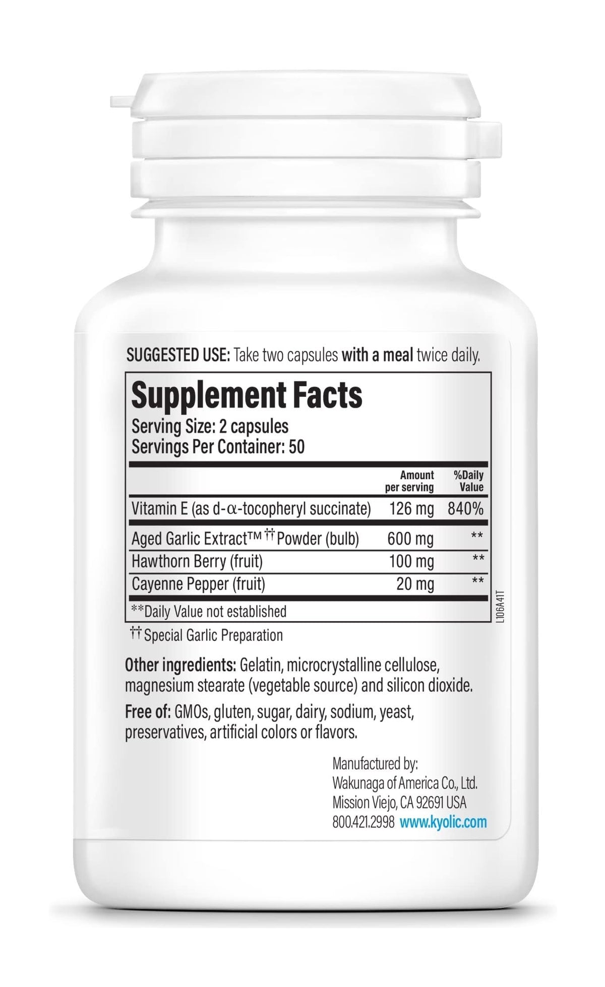 Kyolic Aged Garlic Extract 100 capsules avec étiquette